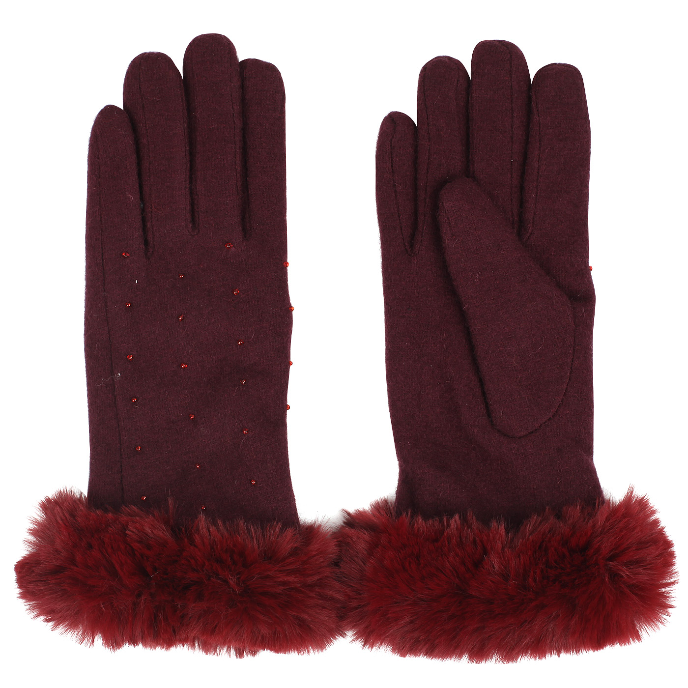 Женские бордовые перчатки Pia Rossini 