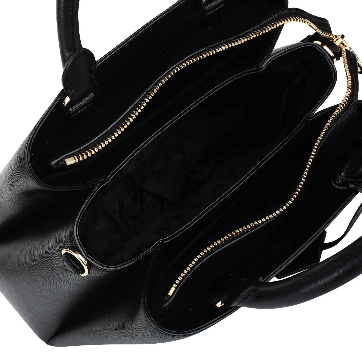 Черная кожаная сумка с тиснением DKNY Paige