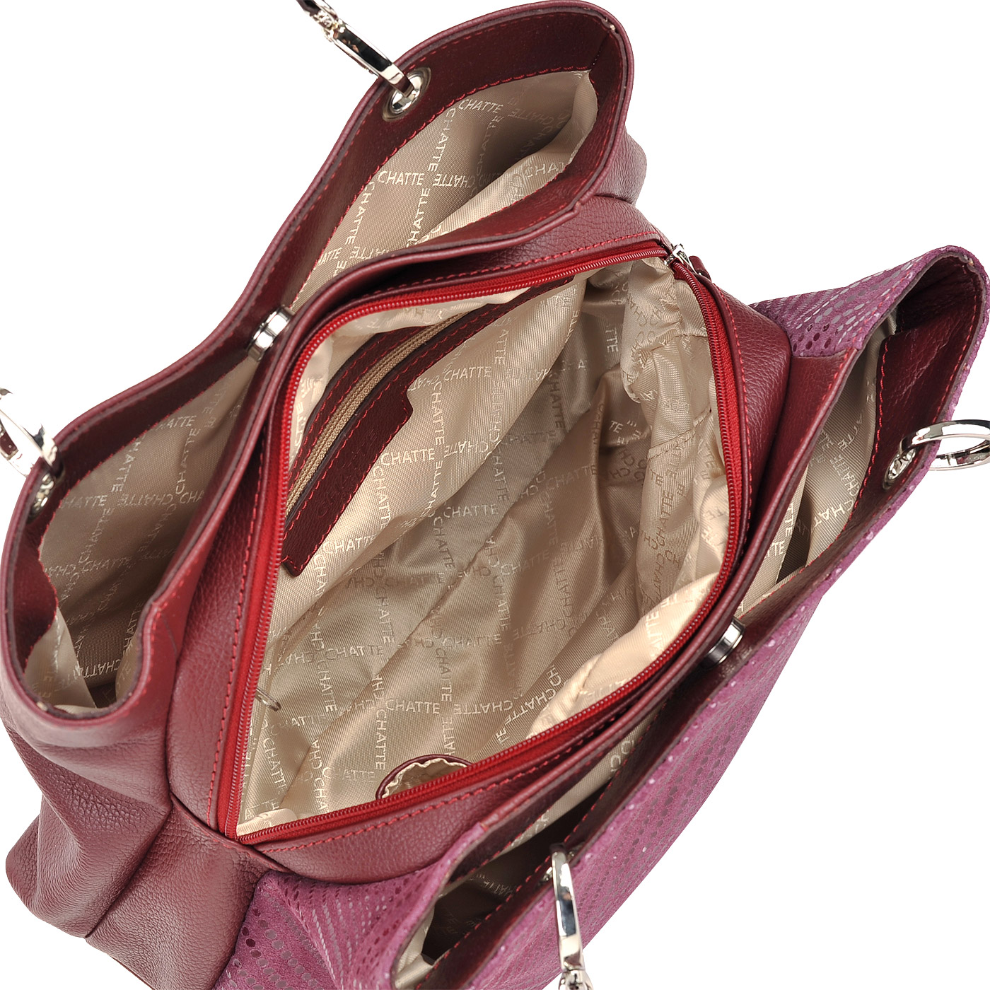Вместительная женская сумка из натуральной кожи и замши Chatte 