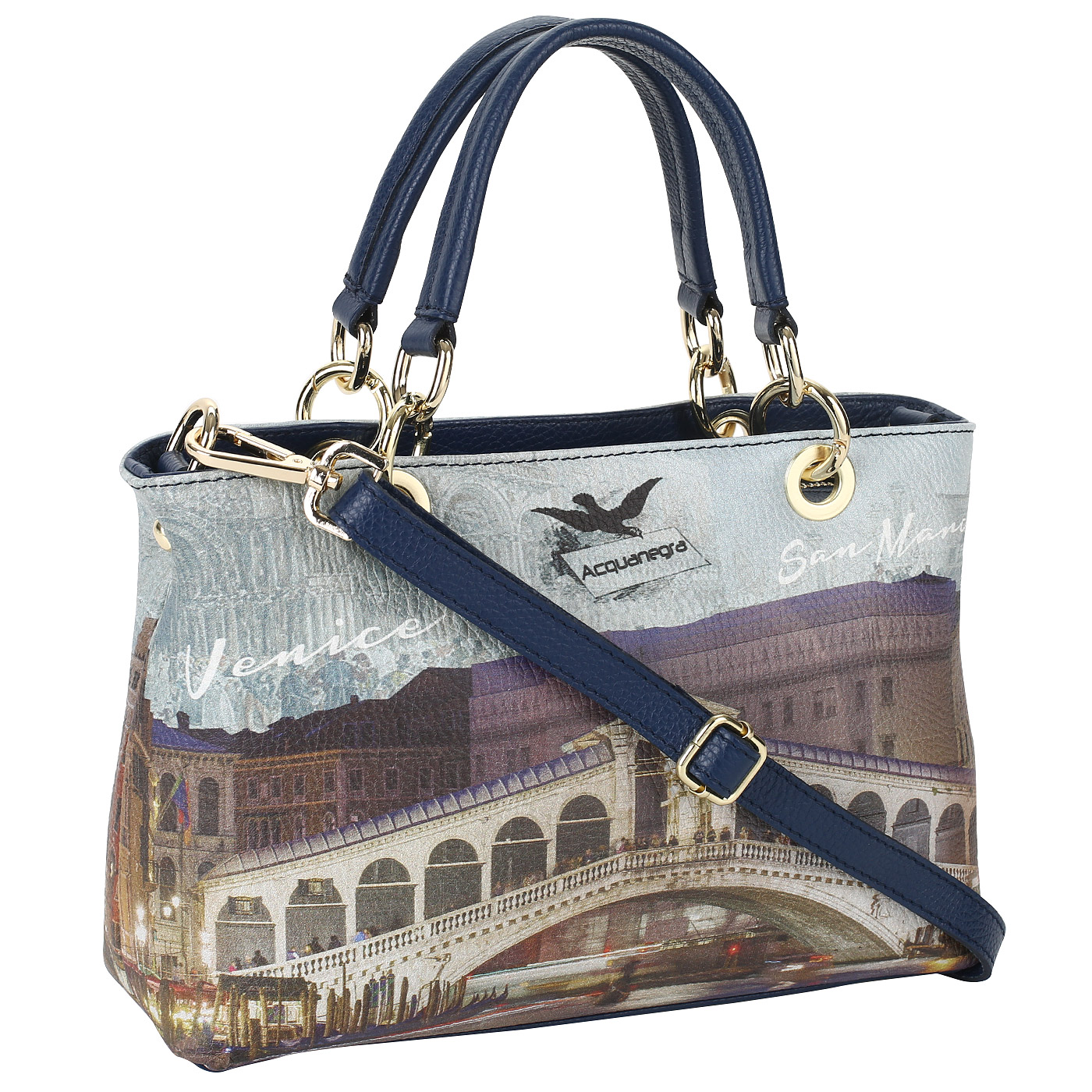 Кожаная сумка с двумя отделами Acquanegra Venezia