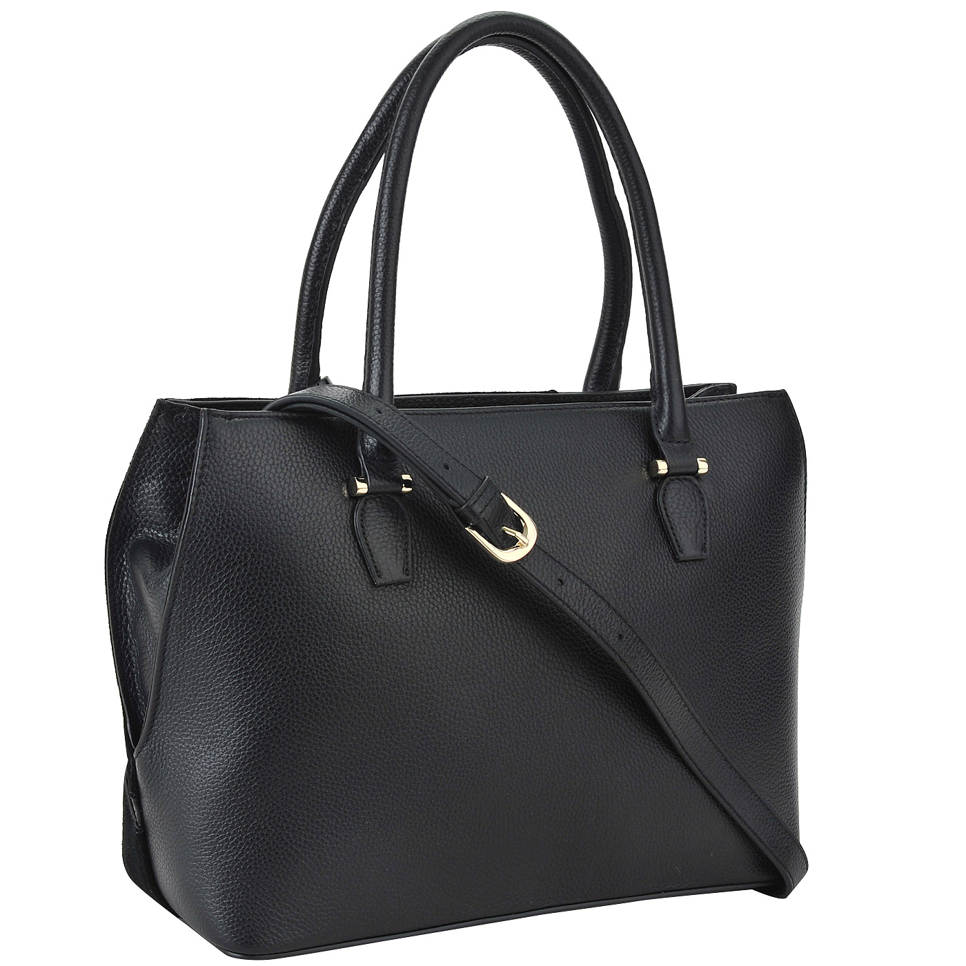 Черная кожаная сумка с декоративной аппликацией Fiato Dream 