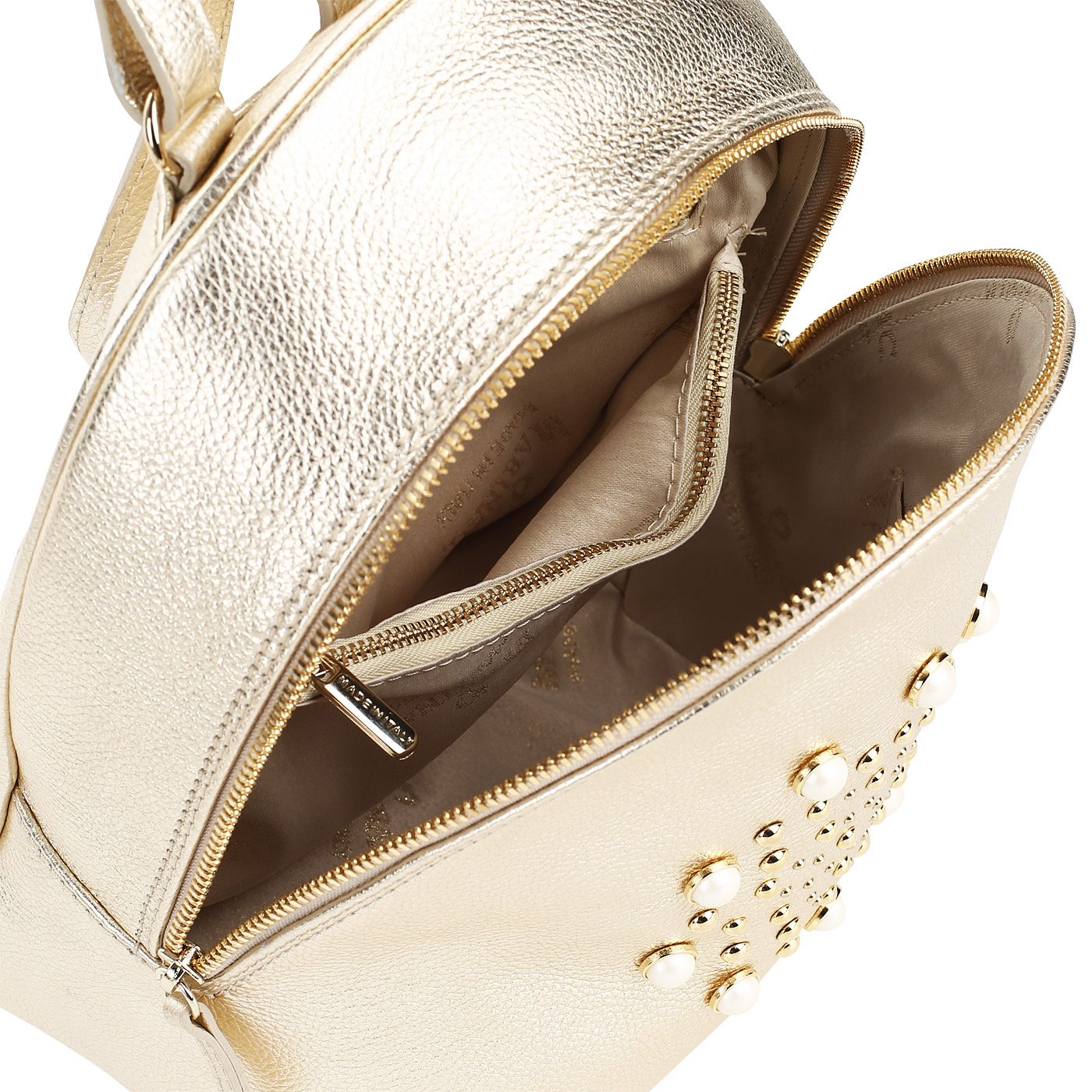 Женский рюкзак из металлизированной кожи Marina Creazioni 